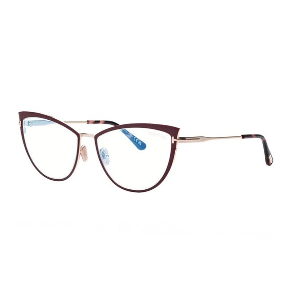 NEW TOM FORD EYEGLASSES GOLD/BORDEAUX WOMEN CAT EYE EYEWEAR - Picture 1 of 3